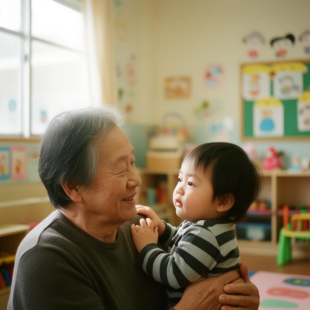 A child giving a high-five to an elderly person